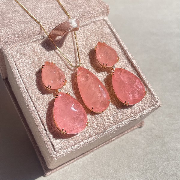 Conjunto Gota Coral Fusion Banhado a Ouro