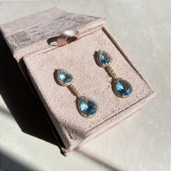 Brinco Duas Gotas Acqua Banhado a Ouro