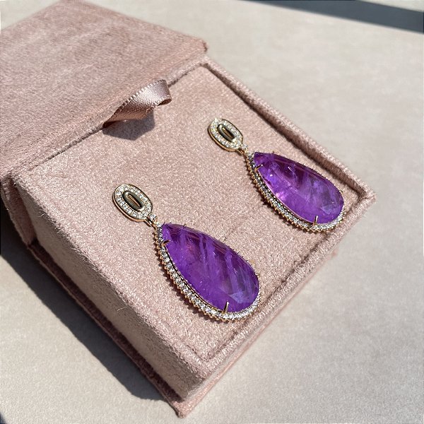 Brinco Gota Elo Ultraviolet Fusion Banhado a Ouro