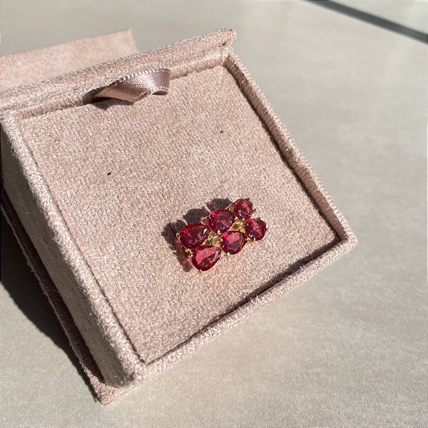 Anel Gotas Rubi Banhado a Ouro - Aro 20