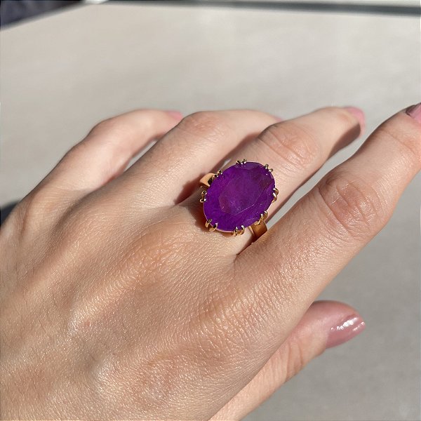 Anel Oval Ultraviolet Fusion Banhado a Ouro - Aro 16