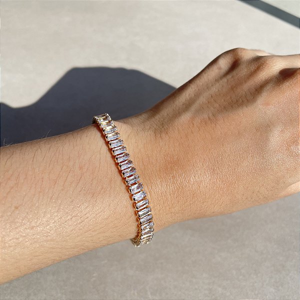 Pulseira Baguete 5mm Banhado a Ouro