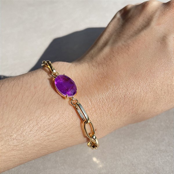Pulseira Elos Oval Ultraviolet Fusion Banhado a Ouro