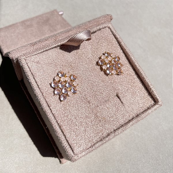 Brinco Mini Light Pink Banhado a Ouro