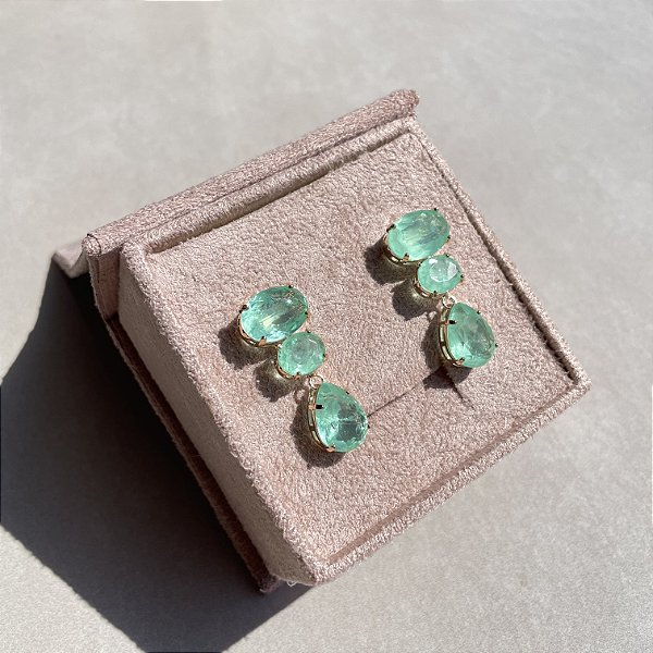 Brinco Geométrico Greenery Fusion Banhado a Ouro