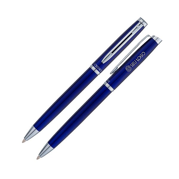 Caneta Crown Libra Chrome Esferográfica Personalizada Com Logotipo