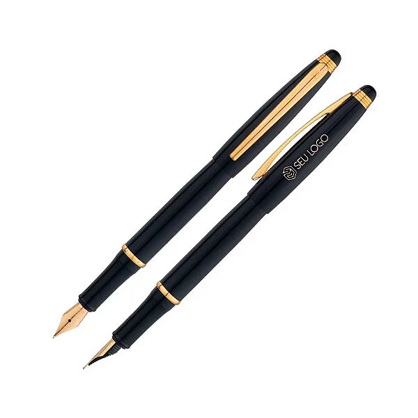 Caneta Crown Prestige Tinteiro Personalizada Com Logotipo
