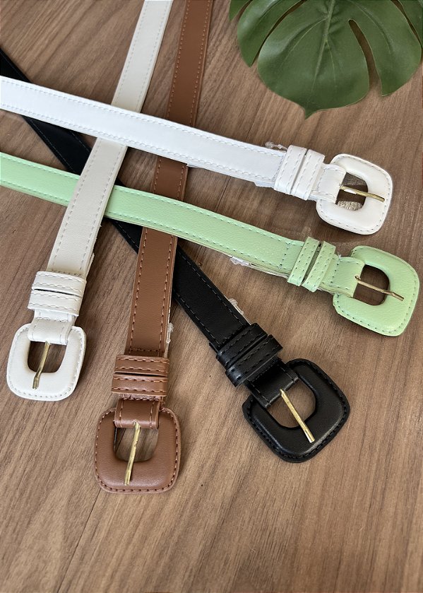 Cinto colors fino fivela quadrada