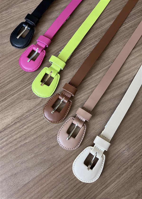 Cinto colors fino fivela arredondada