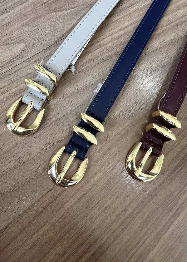 Cinto fivela metal passante duplo