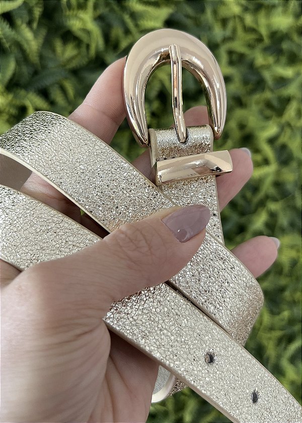 Cinto metalizado fivela metal