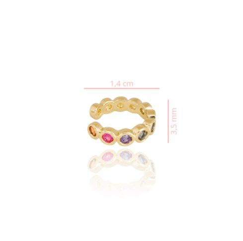 Piercing Colorido Cravejado com Banho em Ouro