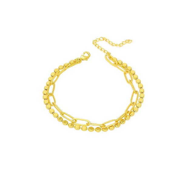 Pulseira Dupla Bolinhas e Elos