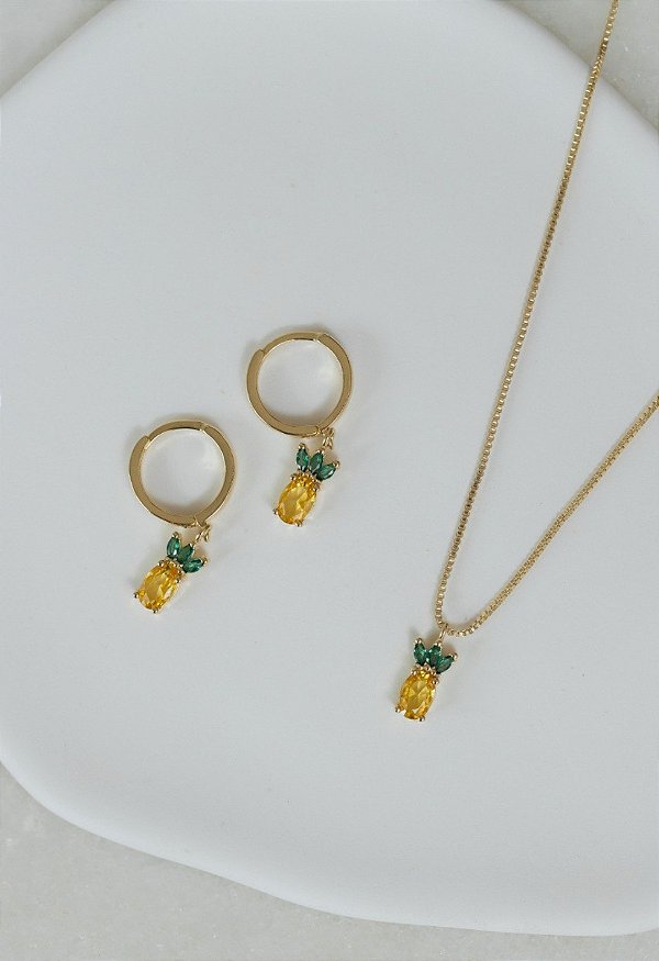 Conjunto Abacaxi em Zircônia