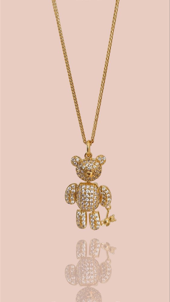 Colar Urso Ted Cravejado