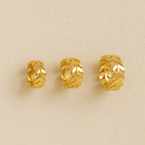 Trio Argolinha Folhas Luxo