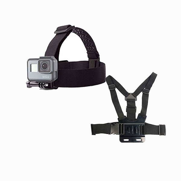 Kit Suporte Cabeça E Peito Para Gopro Cameras Ação Peitoral