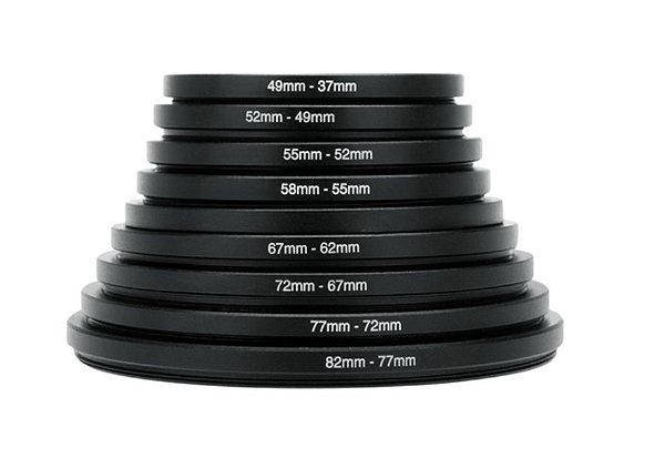 Kit 9 Anel Adaptador Step Down Filtro Lente 82mm 37mm