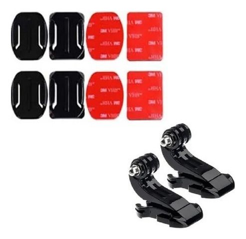 Kit Acessórios Gopro Suportes Adesivos Curvos Retos E Jhook