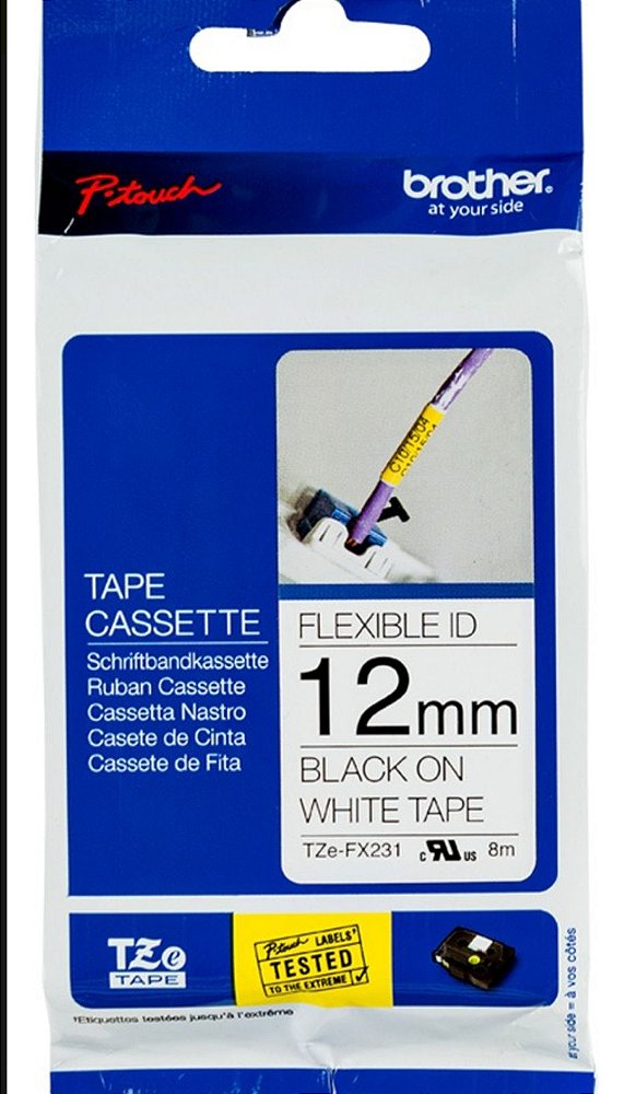 Fita Brother Flexivel Tze-fx231 12mm 8m Preto/branco