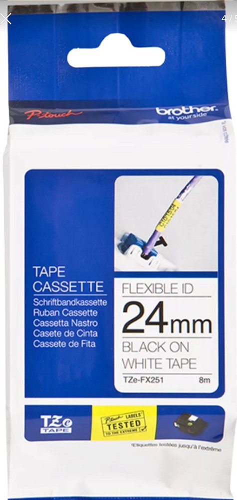 Fita Brother Tze-fx251 24mm Preto/branco Cor Preto-Branco