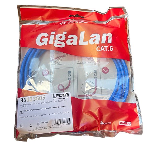 Patch Cord Cat6 - 3,0mts - Azul 35123605 Furukawa