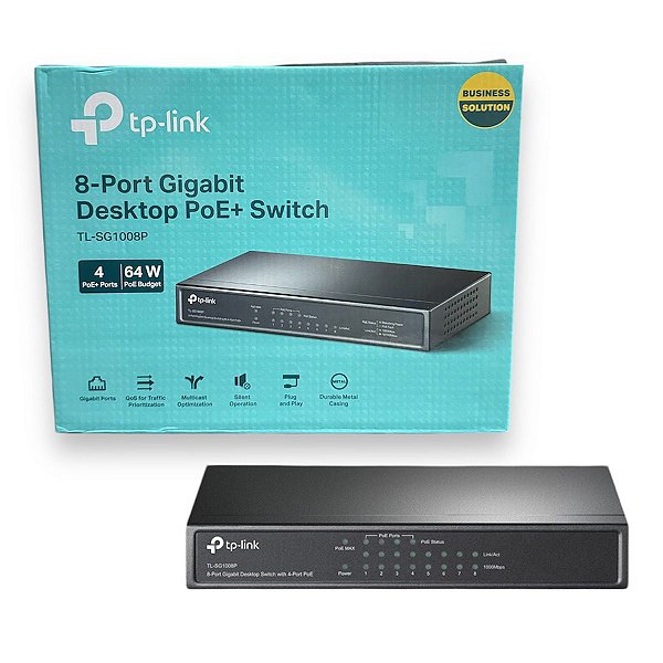 Hub Switch Tp-link 8p Tl-sg1008p 4p Poe Gigabit 110v/220v