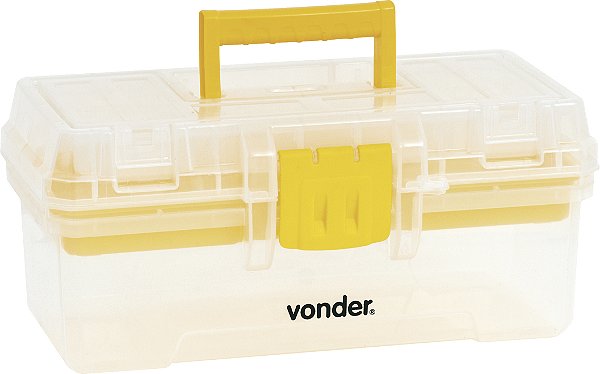 Caixa Plástica Com Bandeja Removível Cpv 0300 Vonder Cor Amarelo