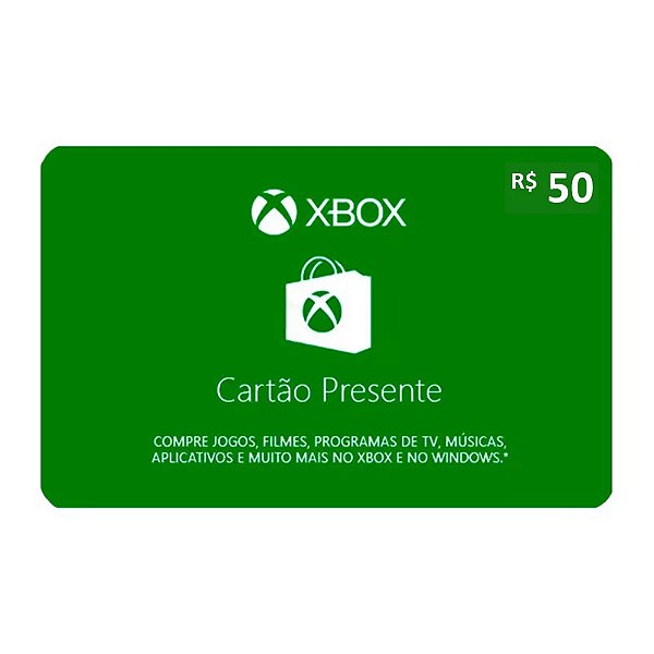 Gift Card Microsoft Xbox 50 reais