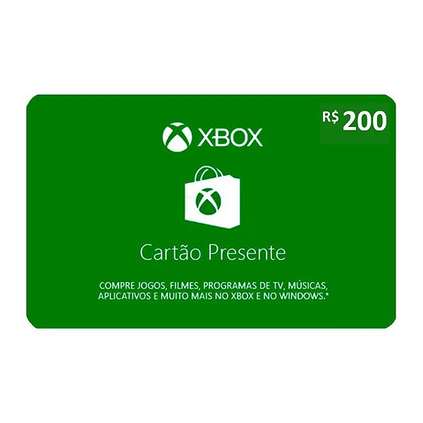Gift Card Microsoft Xbox Live 200 reais