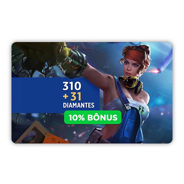 Gift Card Free Fire 310 diamantes + 10% de Bônus