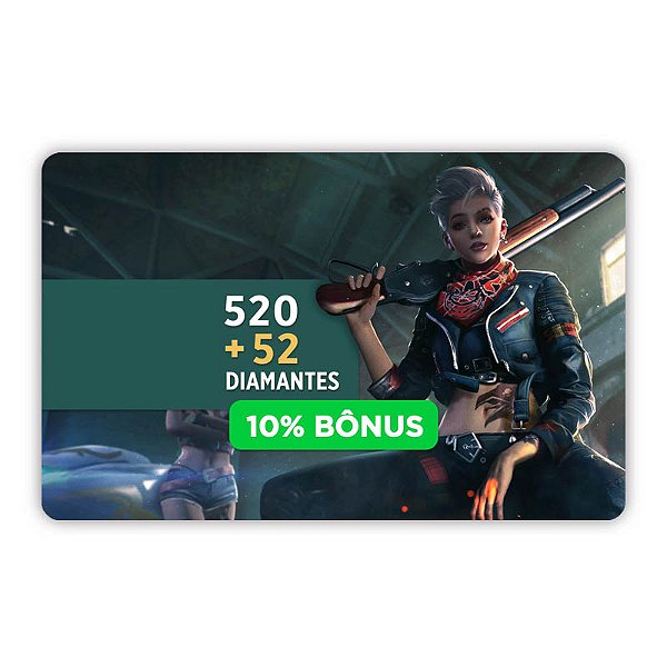 Gift Card Free Fire 520 diamantes + 10% de Bônus