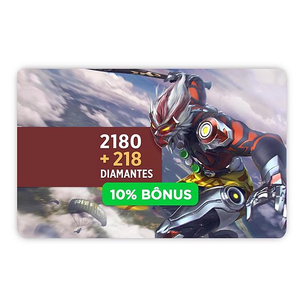 Gift Card Free Fire 2180 diamantes + 10% de Bônus