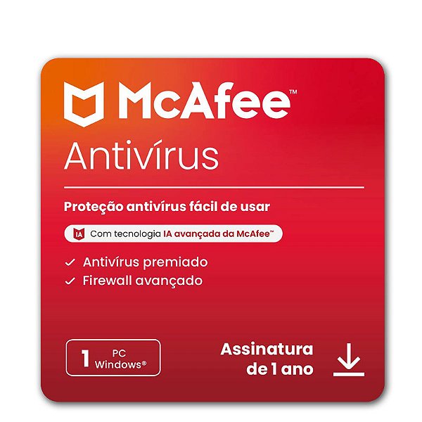 McAfee Antivirus 1 Dispositivo 1 Ano