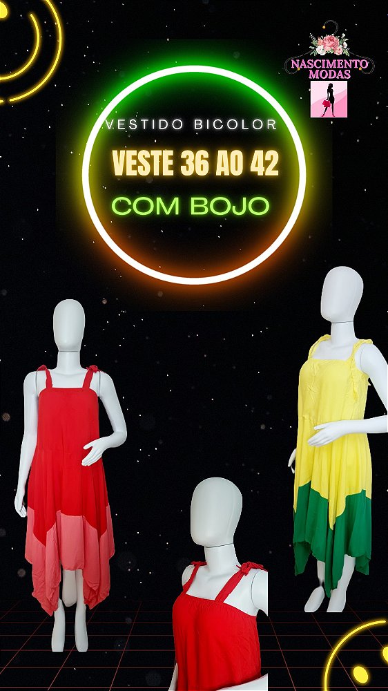 Vestido Bicolor Assimétrico Nozinho