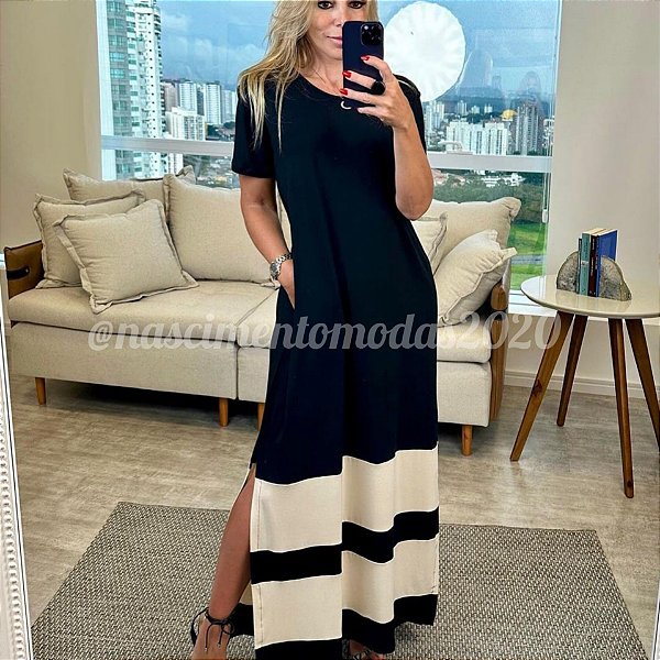 Vestido Longo Faixa Com Bolso