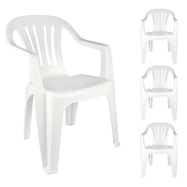 4 Cadeira Poltrona Cozinha Plástica Resistente Branca Mor -  GiganteEletro.com - Mais de 150 mil clientes!