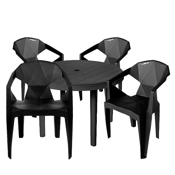 Jogo Mesa Plástico Redonda Desmontável 4 Cadeiras Diamond -  GiganteEletro.com - Mais de 200 mil clientes!