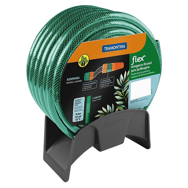 Mangueira Flex Verde PVC 3 Camadas 25m C/ Suporte Tramontina