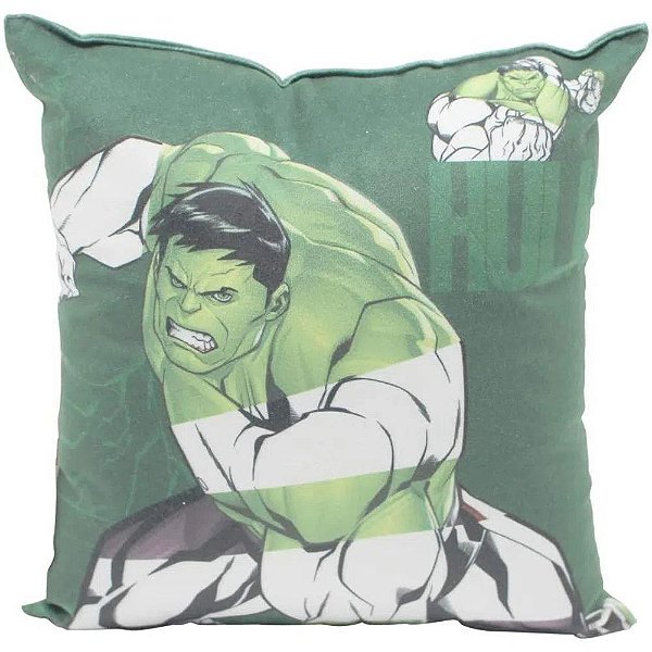 Almofada Fibra Veludo 25x25CM Hulk Produto Marvel Licenciado