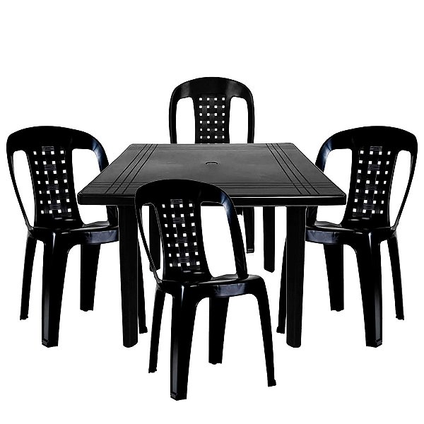 Conjunto de Mesa com Cadeiras Poltrona Plástico Kit 1 Jogo