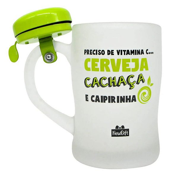 Caneca Vidro Com Campainha 400ml Cerveja Cachaça Caipirinha