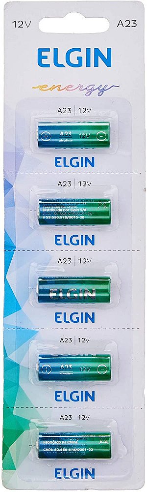 Pilha Bateria Alcalina Cartela 5 Unidades 12v A23  Elgin