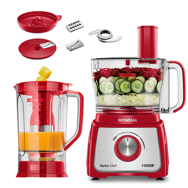 Multiprocessador Turbo Chef 7 em 1 Vermelho Mondial