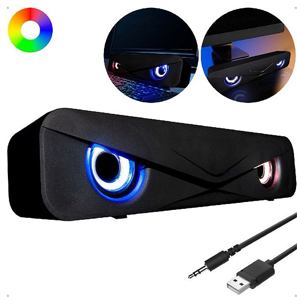 Caixa de Som Para Pc Subwoofer Soundbar Com Led RGB RO830