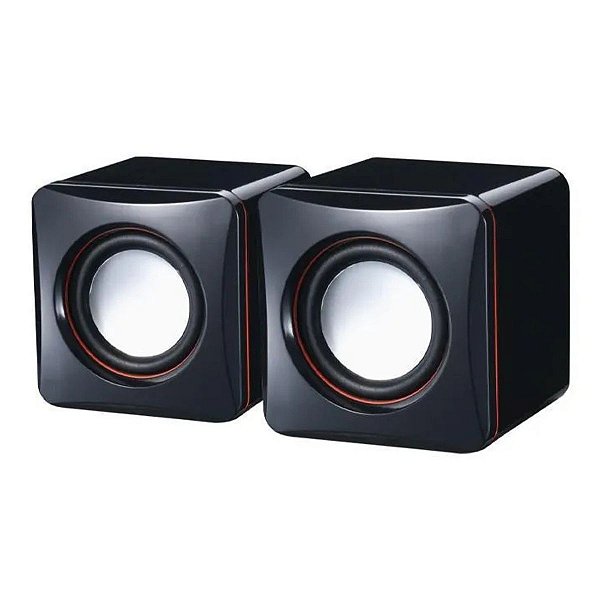 Mini Caixa De Som Para Computador USB 6W Preta E-1020