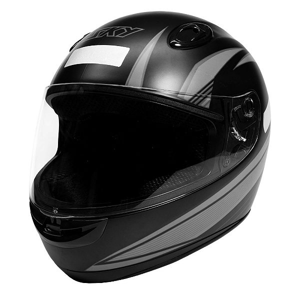 Capacete Sky Apolo Preto Fosco, Transf Cinza 60