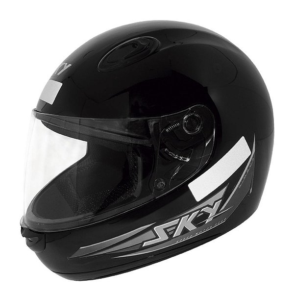 Capacete Sky Nimbus Preto Brilho C/ Adesivo Cinza 62