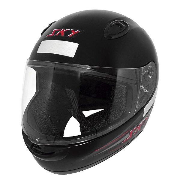 Capacete Sky Nimbus Preto Fosco C/ Adesivo Vermelho 58