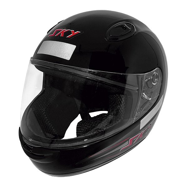 Capacete Sky Nimbus Preto Brilho C/ Adesivo Vermelho 58